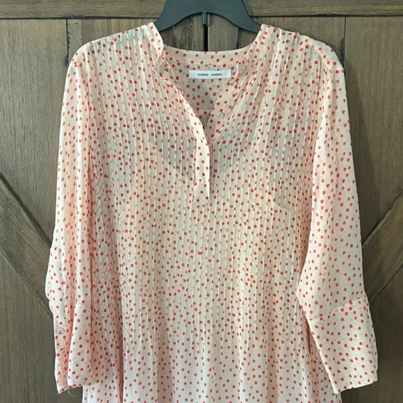 Samsoe Elm Shirt Dress in Pearl Drops Midi Pink Polka Dot Size Medium EUC - Picture 7 of 12